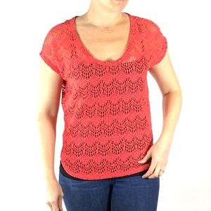 Zara Trafaluc Coral Lace Top